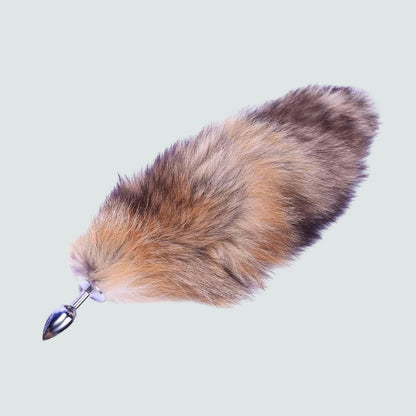 16-Inch Brown Metal Fox Tail Plug