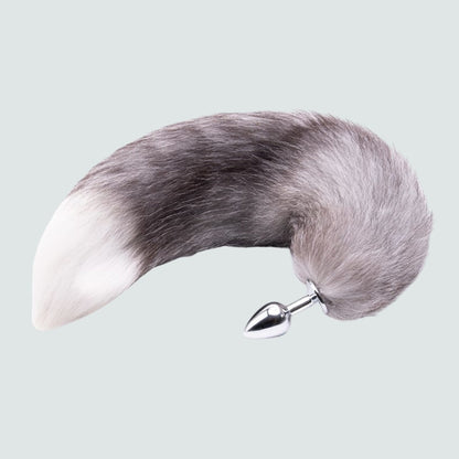 16-Inch Grey Fox Tail Plug - A Metal Beauty!