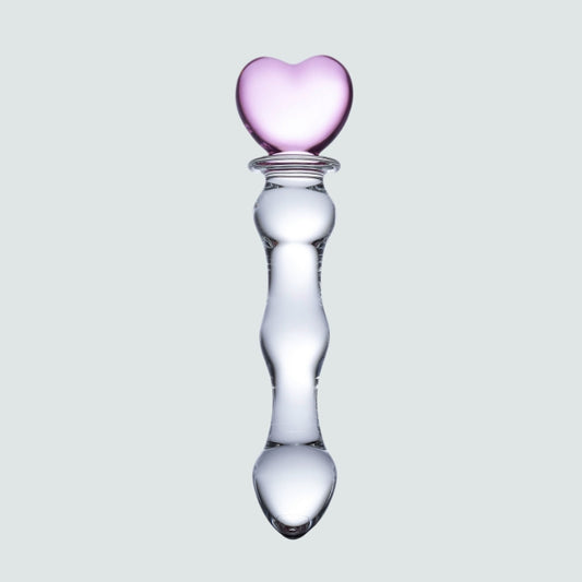 8-Inch Sweetheart Glass Dildo and Anal Plug - A Love Affair for Your Pleasure!