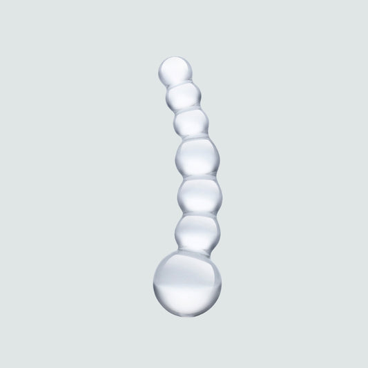 6.7-Inch Curved Glass Bead Faux Dong Butt Plug - A Humorous Addition to Your Collection!