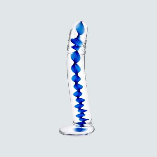 6.70-Inch of Pleasure! - Ride the Waves with Fun and Fantastically Blue Glass Dildo