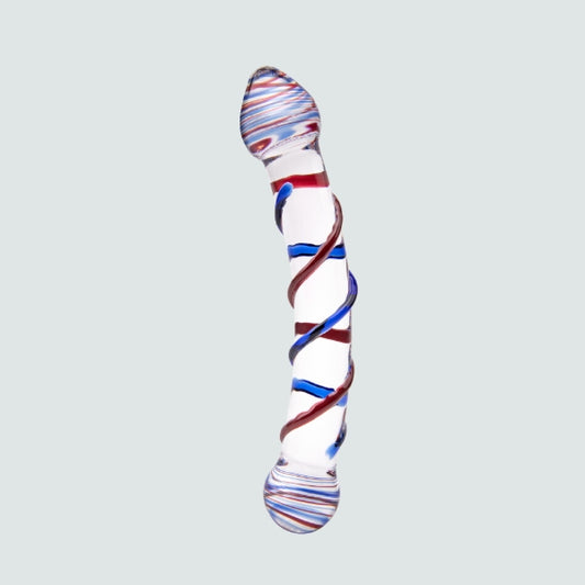 7.5-Inch Double-Ended Vortex Glass Dildo - Perfect for Spotting Those Playful Polka-dots!