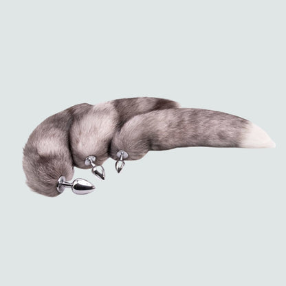 16-Inch Grey Fox Tail Plug - A Metal Beauty!