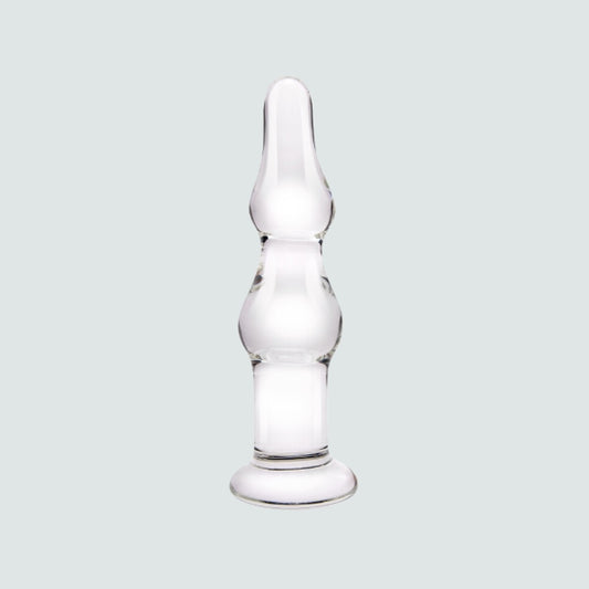 4-Inch Beaded Glass Butt Plug