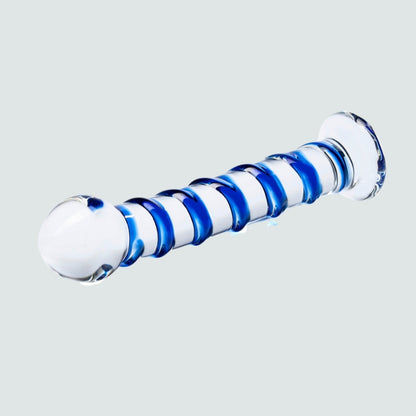 7.67-Inch Blue Spiral Glass Dildo - A Fun and Naughty Pleasure Toy!