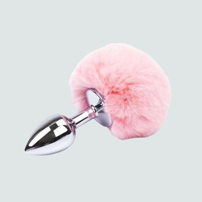 3.8-Inch Metallic Pink Bunny Tail Plug