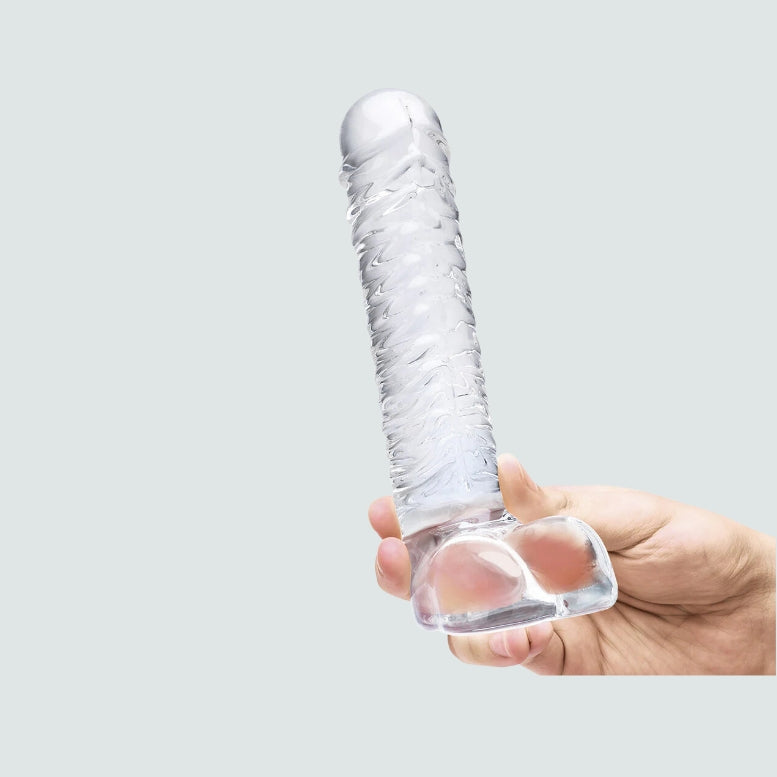 8-Inch Glass G-Spot Dildo - Textured and Balled for Extra Fun!