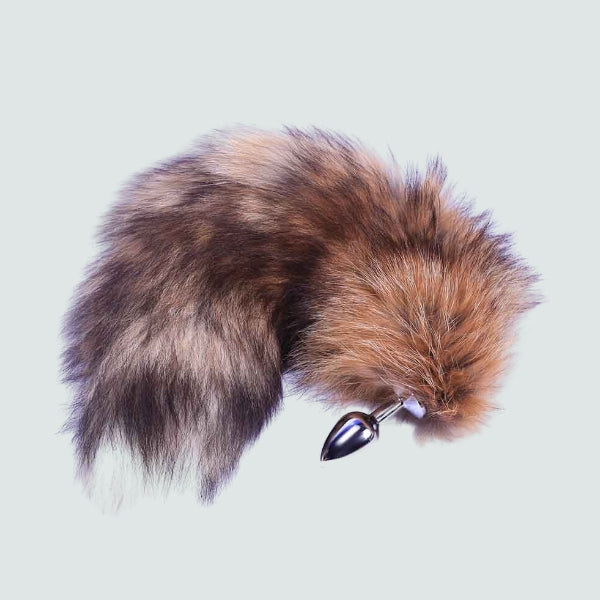 16-Inch Brown Metal Fox Tail Plug