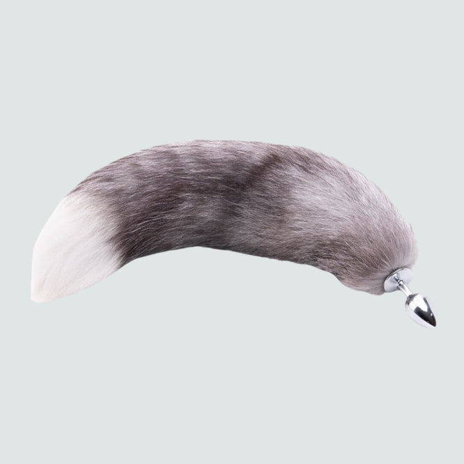 16-Inch Grey Fox Tail Plug - A Metal Beauty!