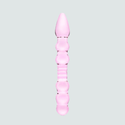 8-Inch Beaded Glass Dildo and Anal Plug with a Conically Pointed Tip!