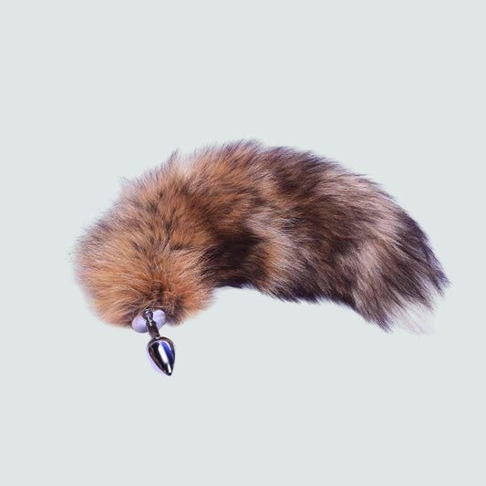 16-Inch Brown Metal Fox Tail Plug