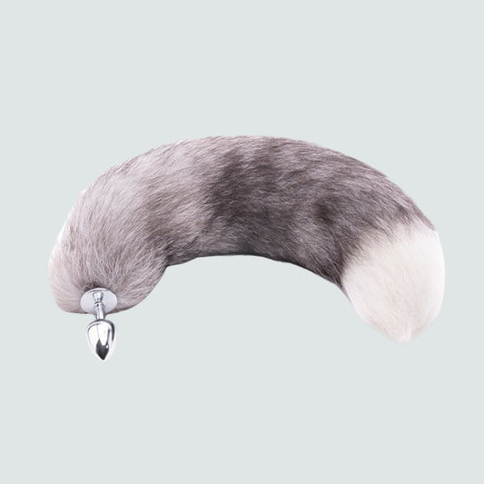 16-Inch Grey Fox Tail Plug - A Metal Beauty!